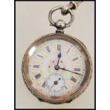 A fantastic 19th century Victorian continental silver 935 ladies key wind pocket watch having a