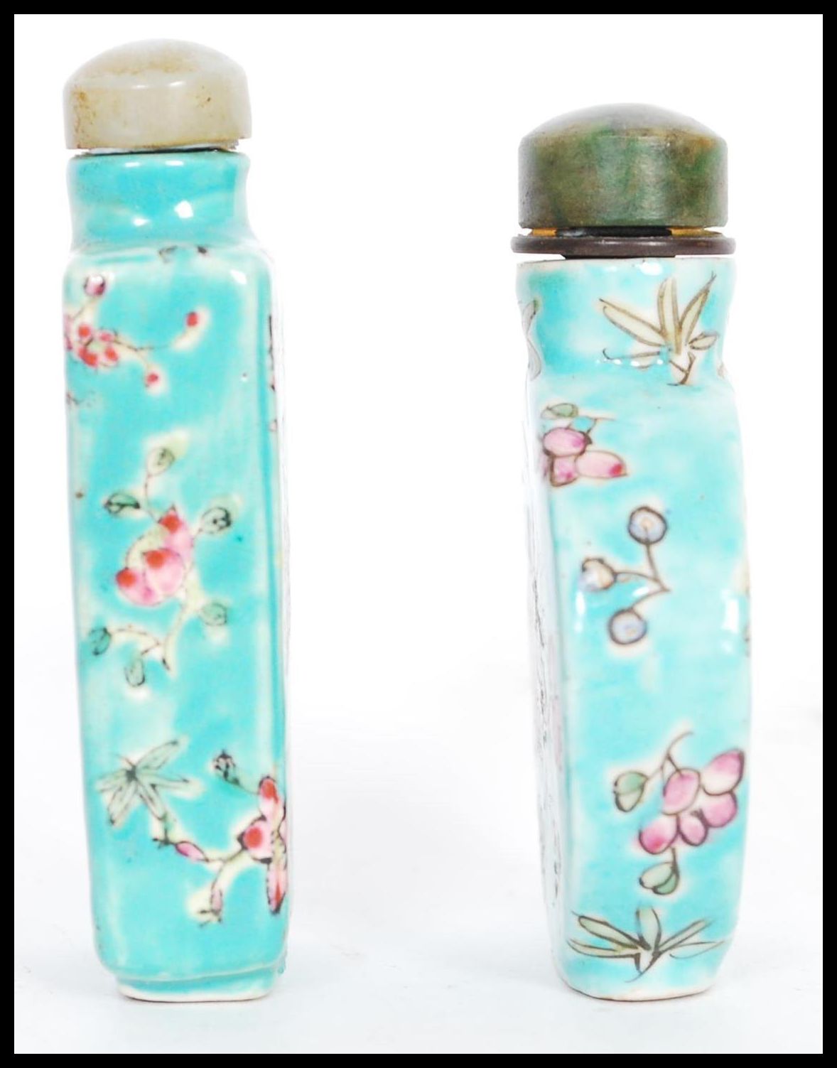 A near pair of 19th century Chinese turquoise snuff / perfume bottles one of moon flask shape and - Image 2 of 5