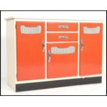 A vintage retro mid 20th Century two tone kitchen sideboard unit. The unit having a later painted