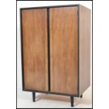 Stag Furniture C Range - A vintage retro 20th century ebonised and walnut bachelors wardrobe. The