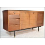 A 20th Century vintage / retro sideboard / credenza by Avalon, a run of four beehive drawers to