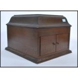 An early 20th Century HMV oak cased table top gramophone having good case with hinged top opening to