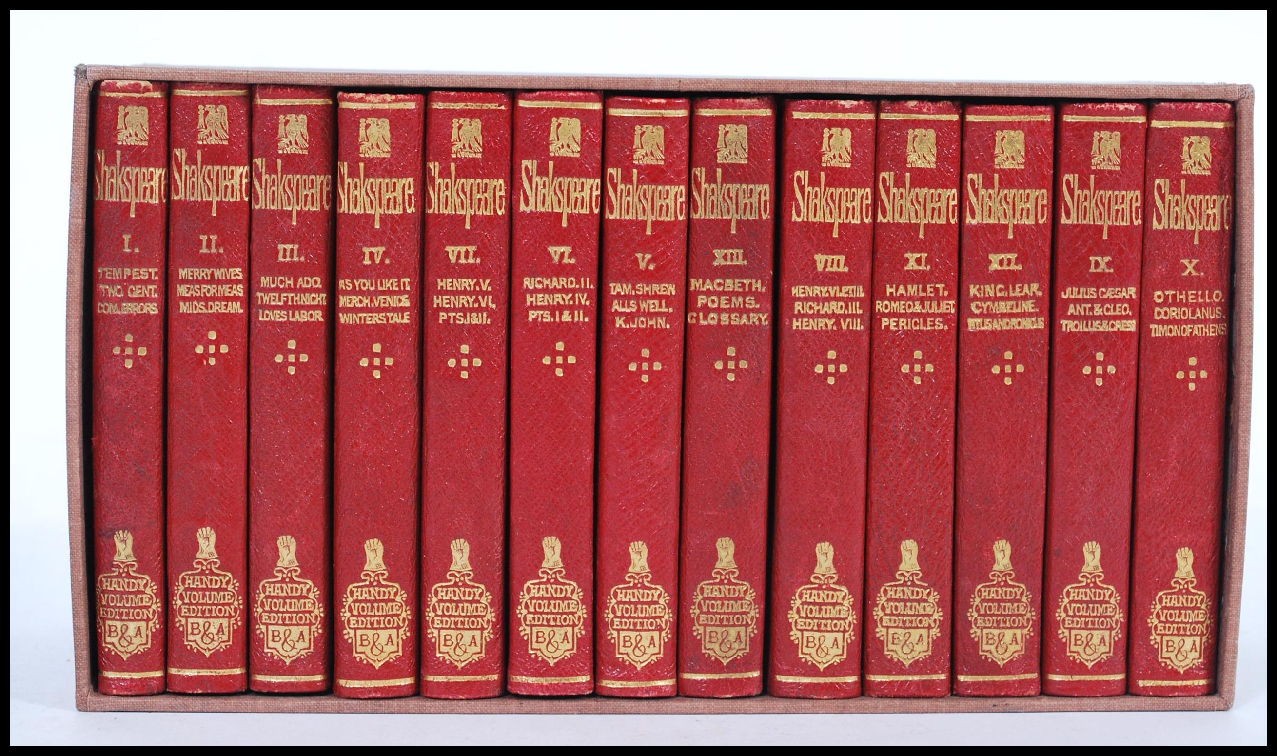 A set of late 19th Century play books by William Shakespeare in sleeve ' the Handy Volume Shakspeare