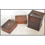 Two 19th Century Victorian mahogany work boxes together with a large hinged scientific storage /