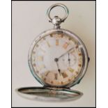 A 19th century Victorian fine silver full hunter pocket watch having a key wind movement. The