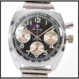 A vintage 1960's rally chronograph watch by Heritage having an Arabic numeral chapter ring and