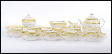 An 18th / 19th century Chamberlain Worcester tea service set comprising of teapot and stand, sugar