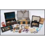 A selection of vintage costume jewellery to include simulation pearls, clip on earrings, beaded