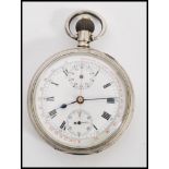 An early 20th century silver hallmarked Dennison pocket watch having a white enamel face with double