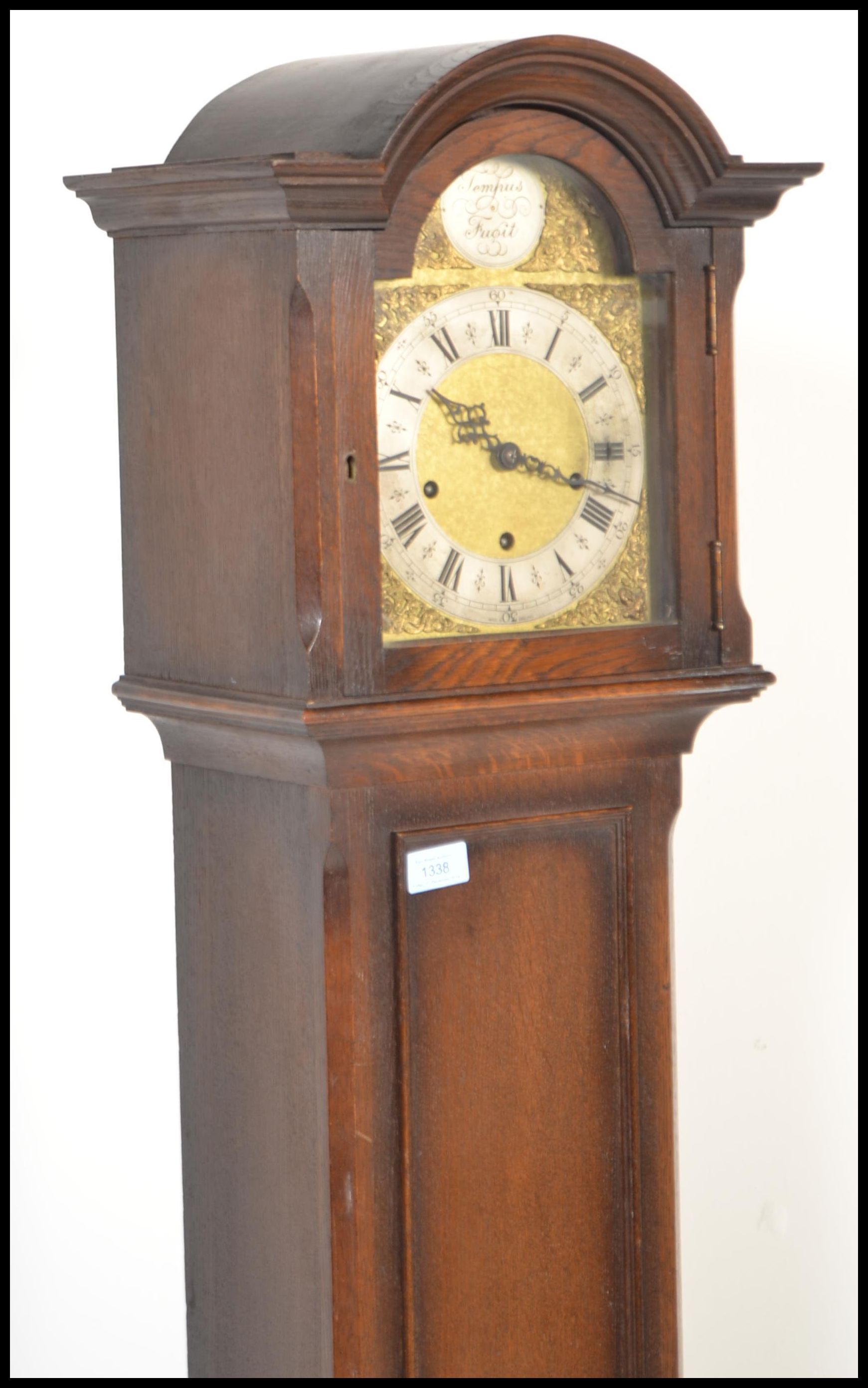 A good quality oak cased tempus fugit grandmother clock. The oak trunk and hood with inset gilt - Image 4 of 7
