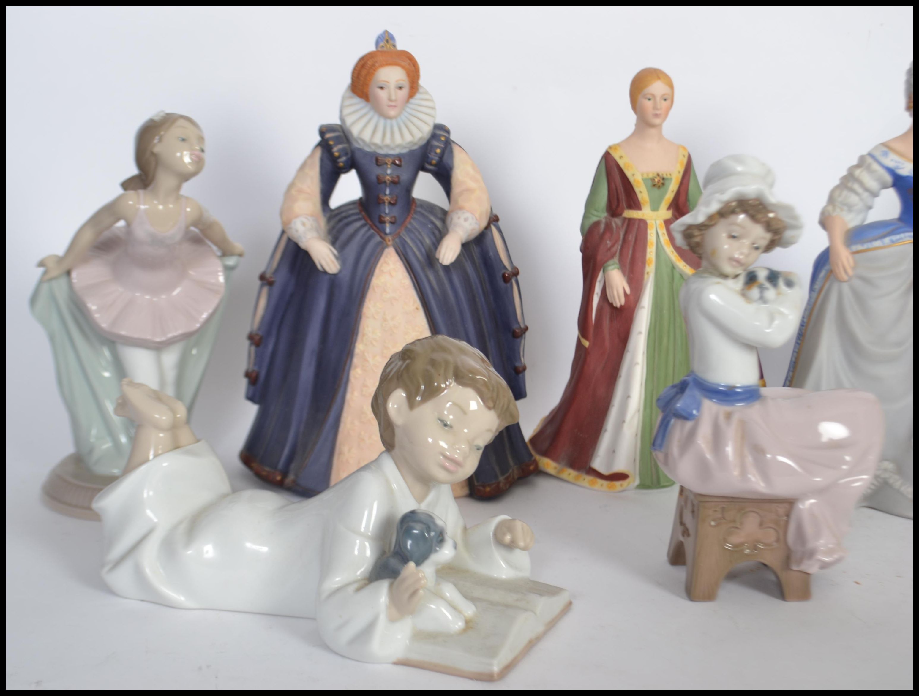 A selection of nao ceramic figurines to include a boy and teddy bear figurine, a boy in a cowboy - Image 2 of 6