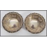 A pair of 19th century Victorian fret pierced bon bon / trinket dishes having scalloped edges with