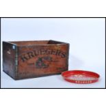 A vintage retro 20th century advertising point of sale wooden shipping crate for Krueger beer of