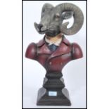 A vintage Victorian style ram bust depicting a detailed rams head in traditional Victorian gents