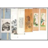 A collection of 20th Century watercolour Chinese / Japanese scrolls, each painting signed with