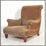 A 19th century Victorian Gillows style mahogany armchair. Raised on mahogany turned legs with