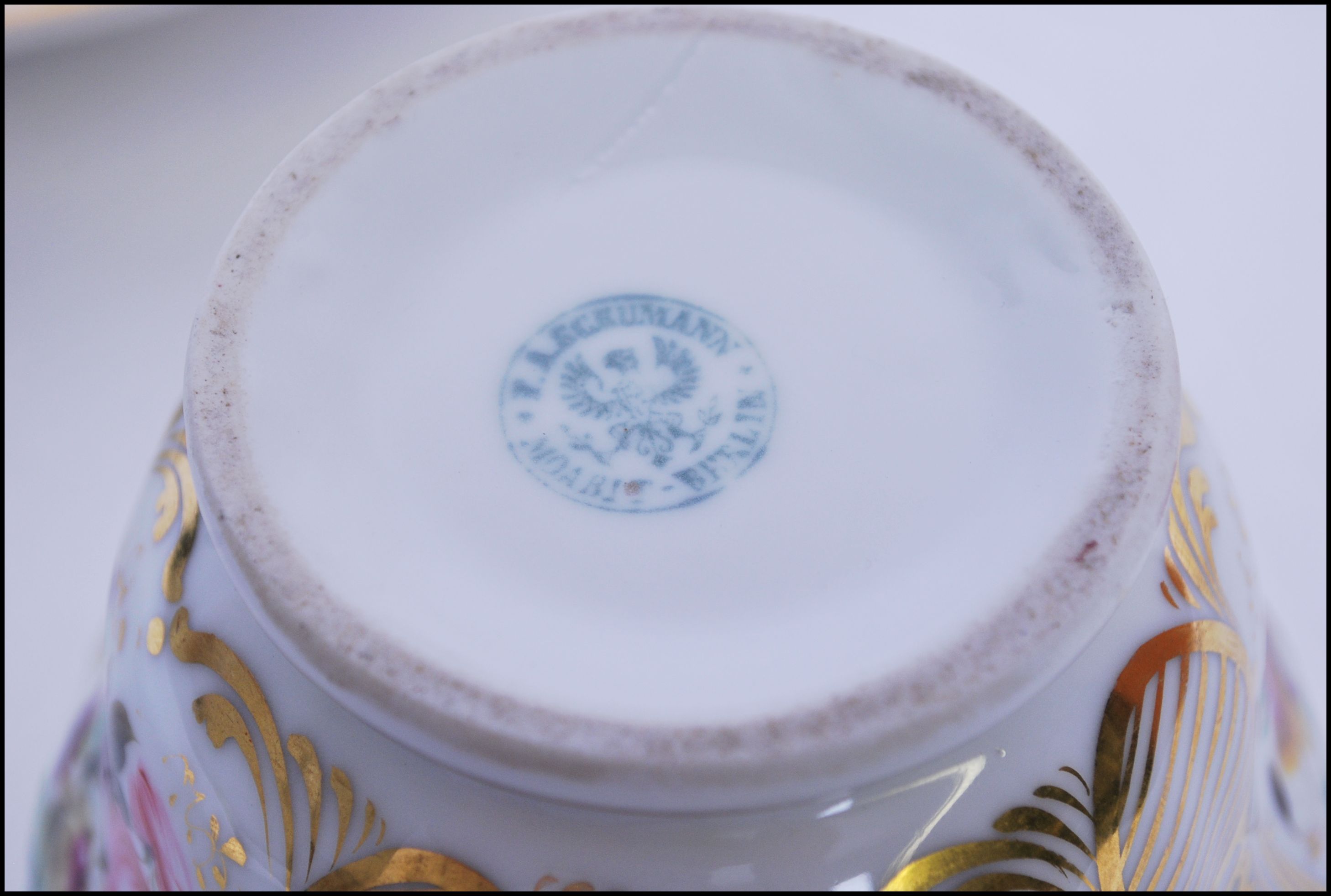 A Russian Imperial porcelain Gardner breakfast cup and saucer with hand painted floral sprays and - Image 7 of 18