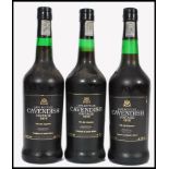 A collection of 3 bottles of vintage 1979 Cavendish South African Vin De Liqueur 18.5% Vol / 79cl.