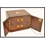 A 19th century Victorian Burr Walnut Humidor with recessed brass handles , original Bramah lock