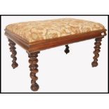 A 19th century Victorian mahogany barleytwist oversize / large foot stool - ottoman. Raised on