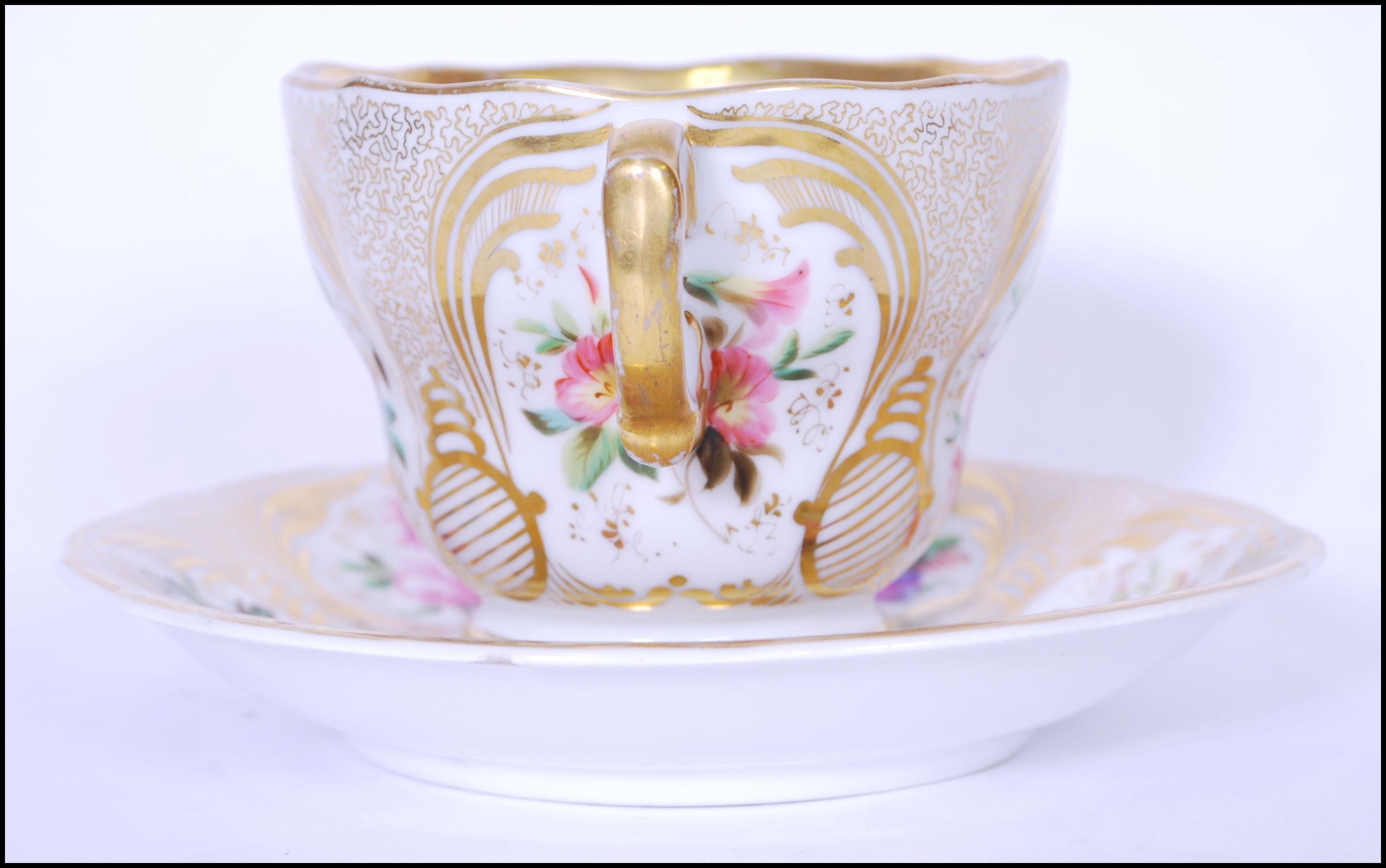 A Russian Imperial porcelain Gardner breakfast cup and saucer with hand painted floral sprays and - Image 12 of 18