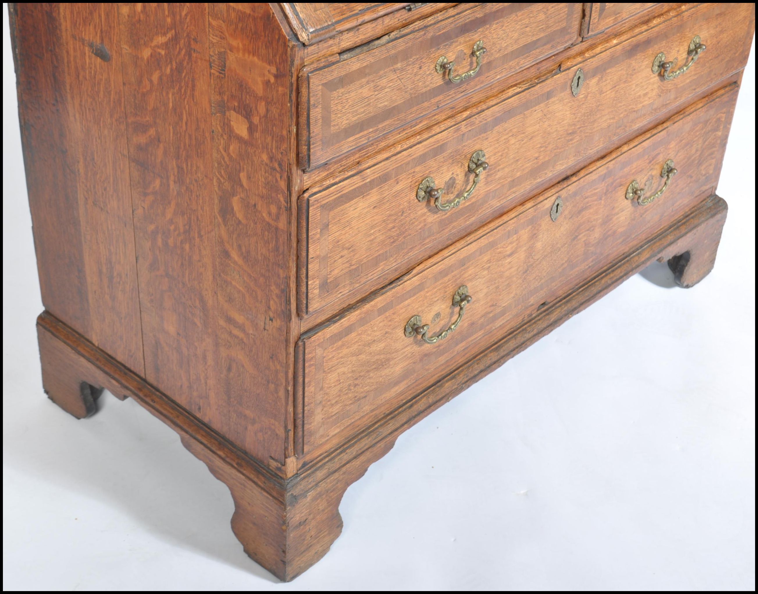 An 18th century North Country Lancashire bureau desk. Raised on bracket feet with a series of - Image 6 of 12