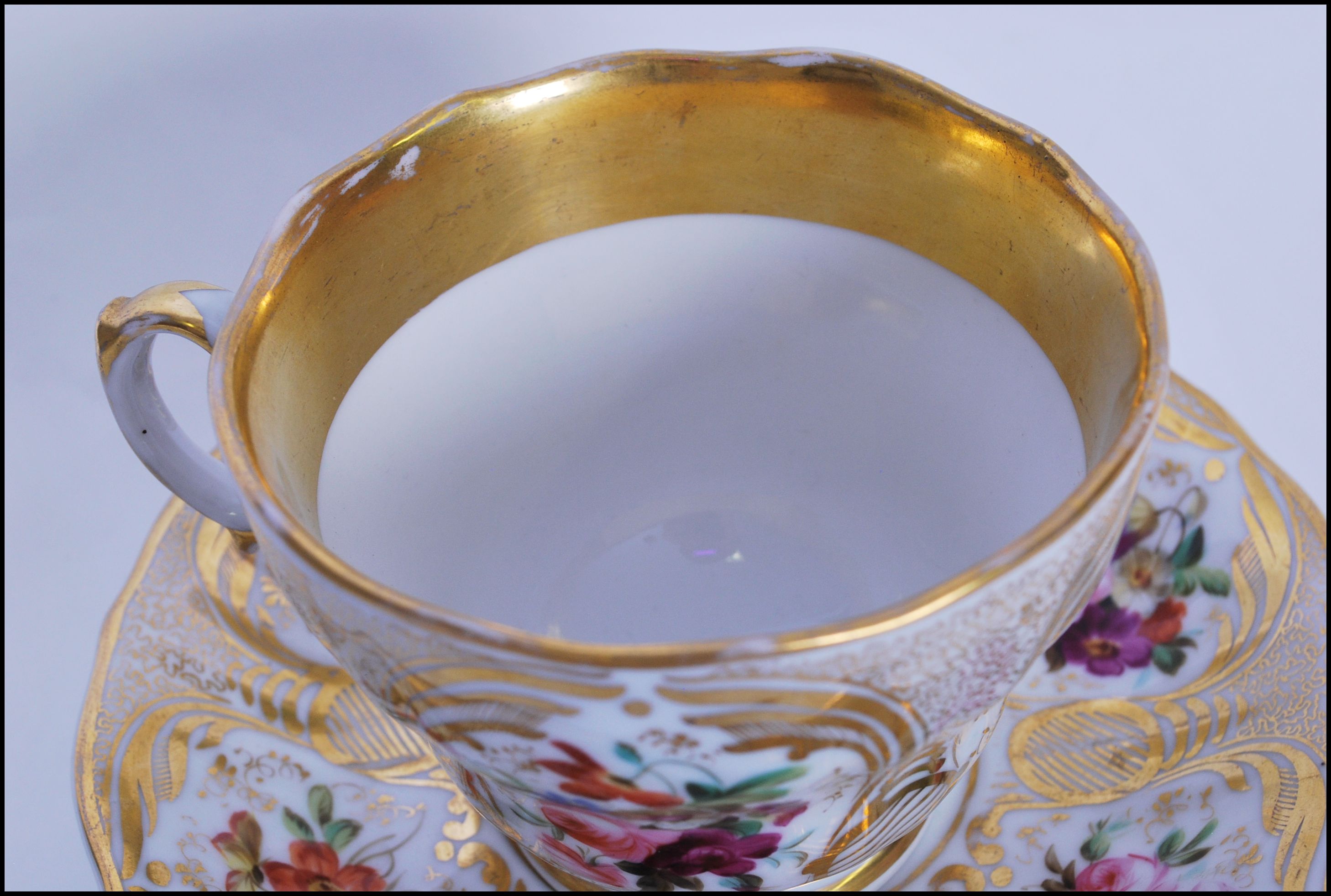 A Russian Imperial porcelain Gardner breakfast cup and saucer with hand painted floral sprays and - Image 15 of 18