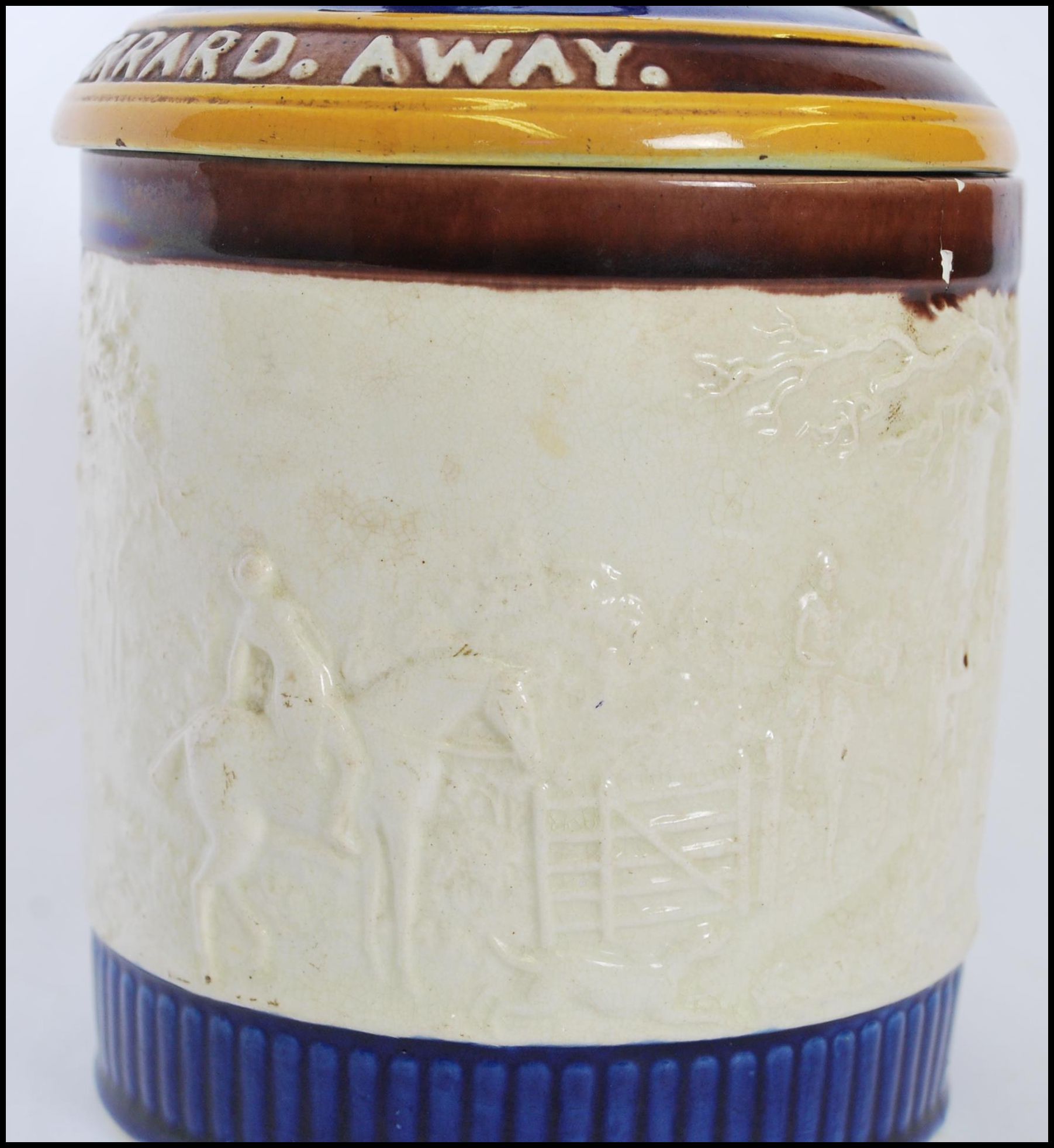 A 19th century Wedgwood majolica tobacco jar having a fox finial to the lid with inscription ' - Image 5 of 18