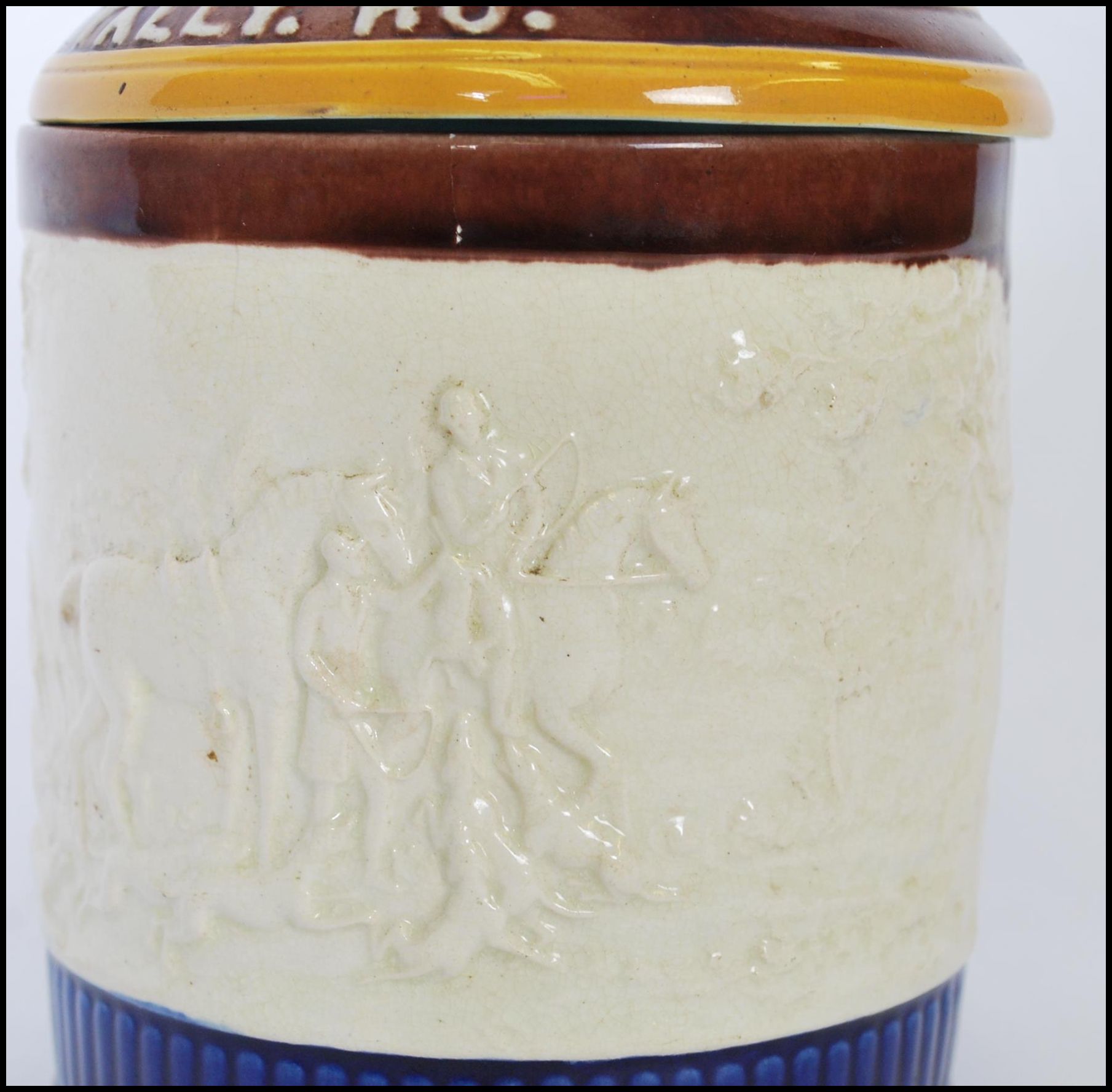 A 19th century Wedgwood majolica tobacco jar having a fox finial to the lid with inscription ' - Image 13 of 18