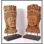 A PAIR OF LARGE 20TH CENTURY THAI / BALINESE CARVE