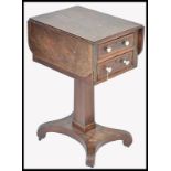 A late 18th century George III mahogany inlalid work box / side table raised on shaped quadruped