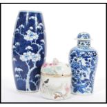 A group of 19th century Chinese ceramics comprising of a tall blue and white prunus pattern vase,