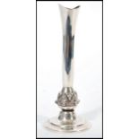 A hallmarked silver stem / solifleur vase by Mappin & Webb having a bulbous knop decorated with