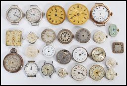 A large group of vintage early 20th century watch movements to include Ornema, Rotary, Medana,