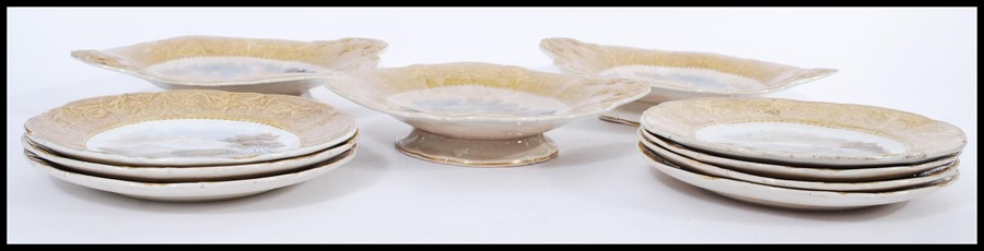 A 19th century F R Pratt Victorian prattware dessert service consisting of seven plates and three - Image 6 of 6