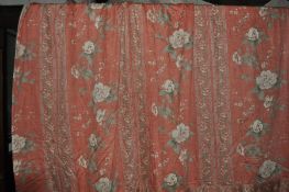 A good set of three curtains all in high quality silk like fabric with chintz floral sprays. The