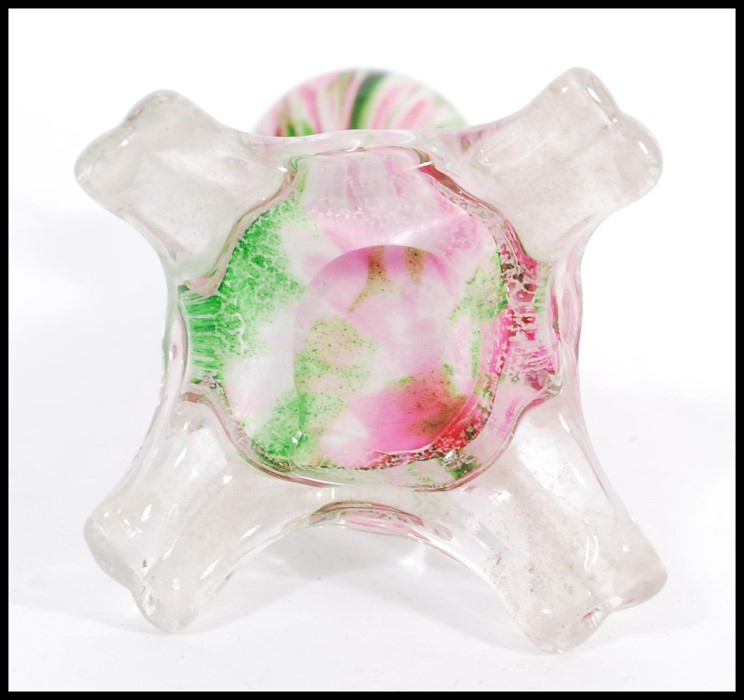 An unusual 19th Century Victorian hand blown vase / ornament with green and pink swirl pattern - Image 4 of 4