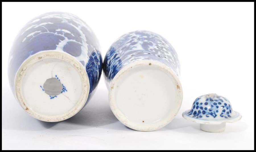 A group of 19th century Chinese ceramics comprising of a tall blue and white prunus pattern vase, - Image 5 of 5