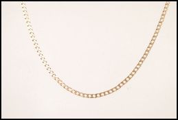 A stamped 375 9gt gold flat linked chain necklace with a lobster clasp. Weight 5.6g.