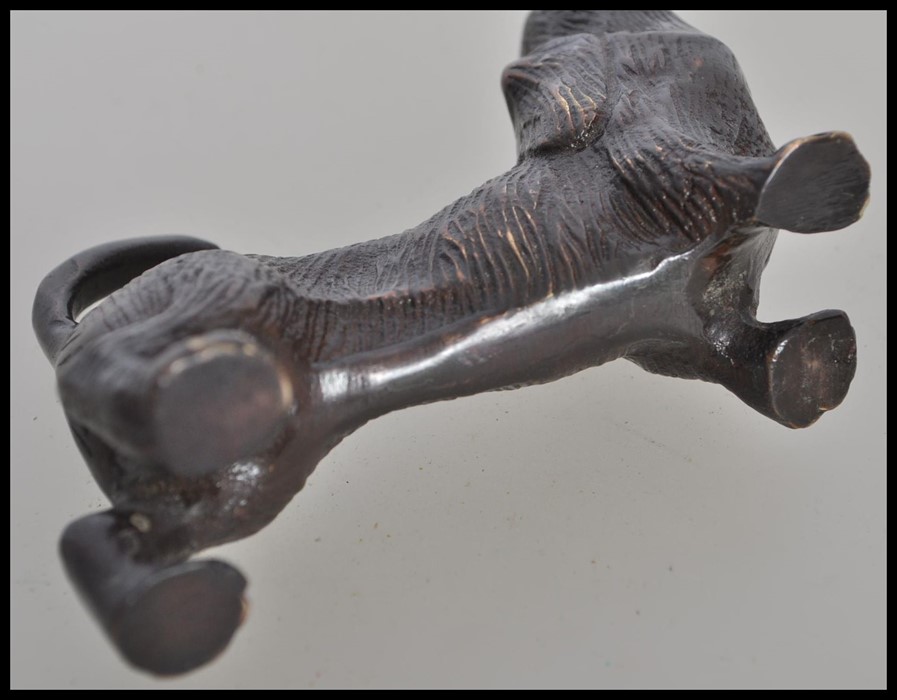 An early 20th century bronze statue figurine of a dachshund sausage dog modelled on all fours with - Image 3 of 4