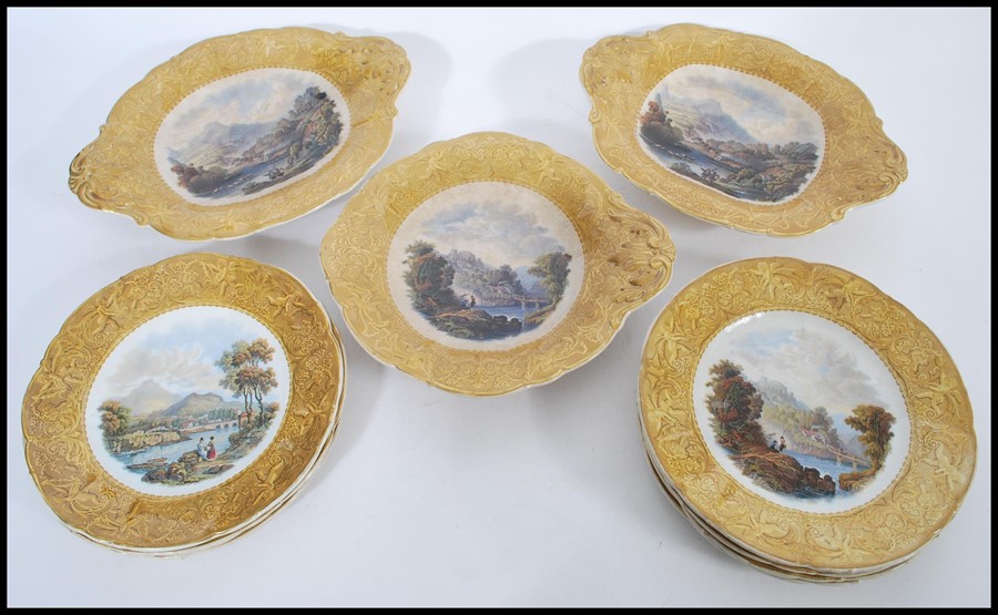 A 19th century F R Pratt Victorian prattware dessert service consisting of seven plates and three