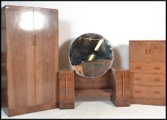 A stunning 20th Century Art Deco 1930's walnut matching bedroom suite comprising of a double
