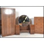 A stunning 20th Century Art Deco 1930's walnut matching bedroom suite comprising of a double