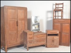 A vintage 20th Century 1930's  possibly Heals limed oak bedroom suite, consisting of a double