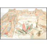 A good set of eight curtains all in high quality silk like fabric with chintz floral sprays and