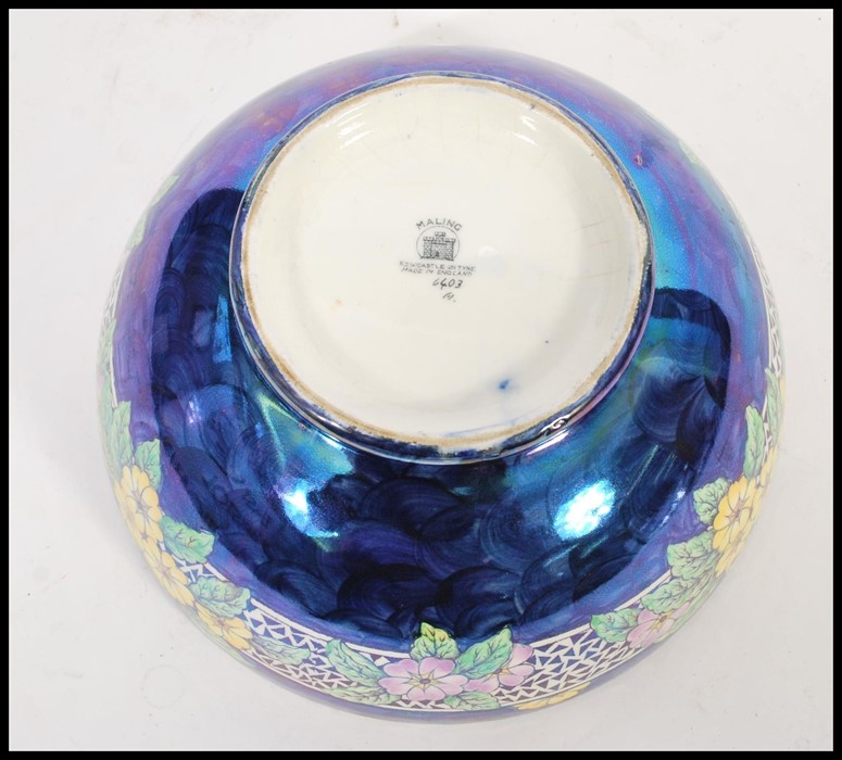 A vintage early 20th century Mailing lustre bowl in the Primrose pattern 6403. Raised on small - Image 3 of 4