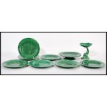 A group of 19th century Victorian Wedgwood green majolica to include a group of serving dinner