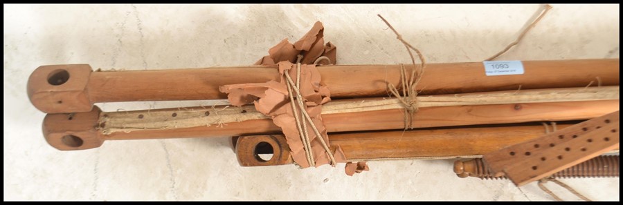 An unusual 20th century tapestry / fabric loom. The batons with pommel heads and strings etc for - Image 2 of 5