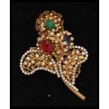 A 1960s vintage signed Amourelle / Frank Hess floral spray brooch having 3d filigree work set with