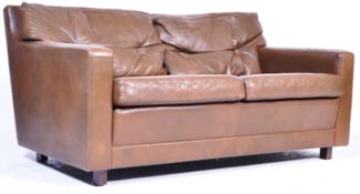 DANISH RETRO VINTAGE FULL GRAIN LEATHER TWO SEAT SOFA SETTEE